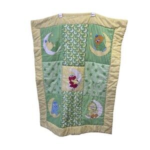 Sesame Street Baby Comforter Crib Quilt Big Bird Elmo Cookie Yellow Green